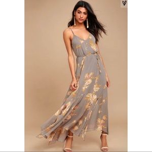 Grey Floral Print Dress